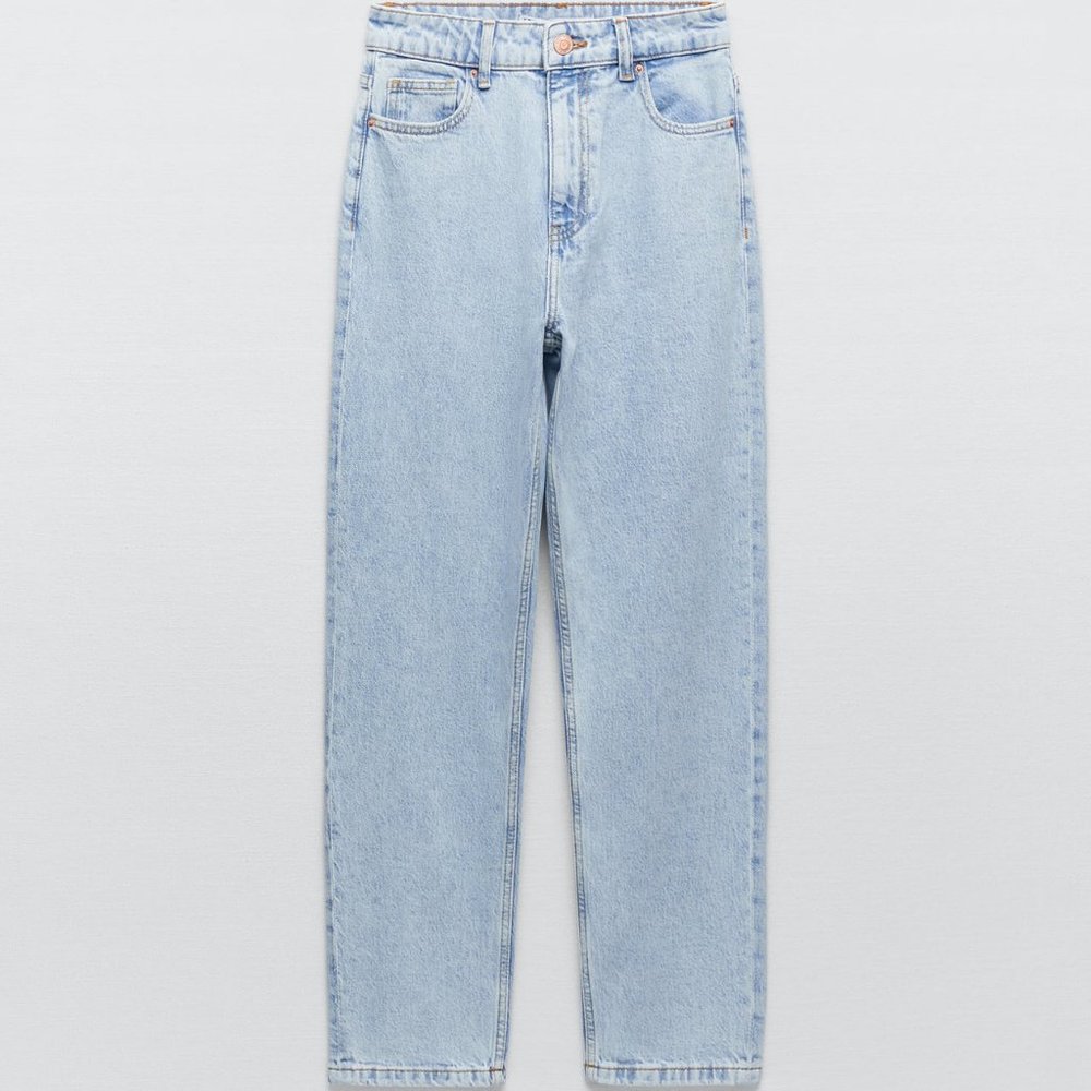 Zara High Waist Z1975 Mom Jeans in Light Blue